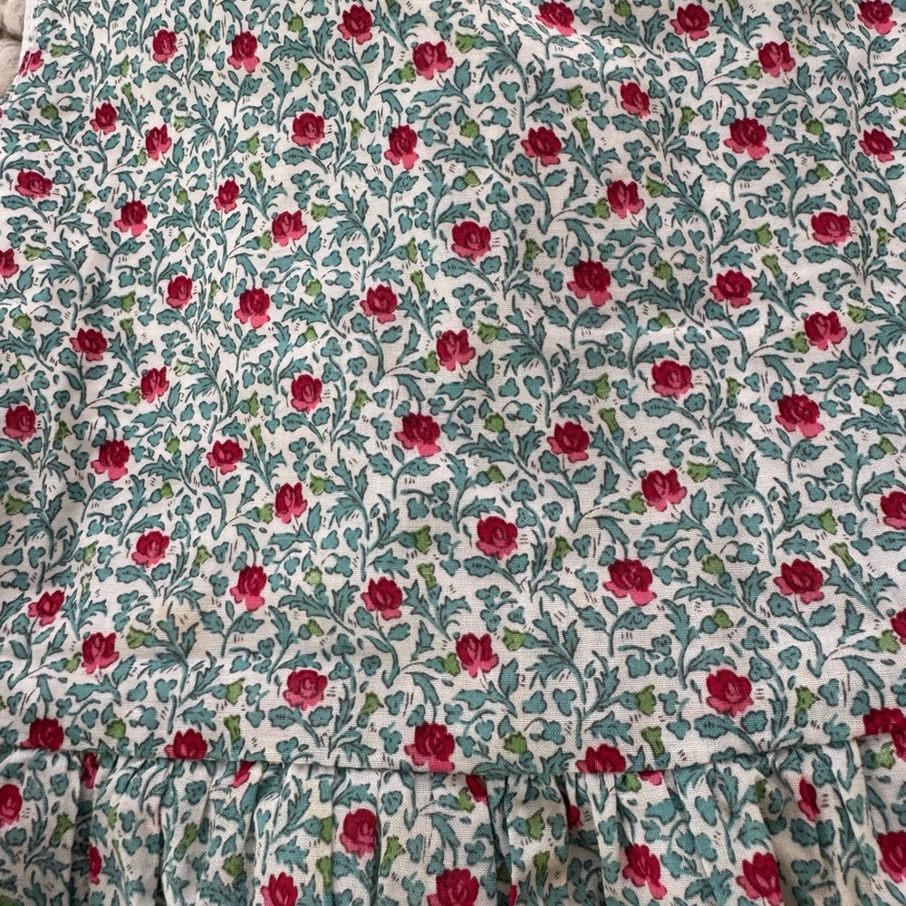 Busy Bees Floral Green and Red Kids Dress - Picture 2 of 6